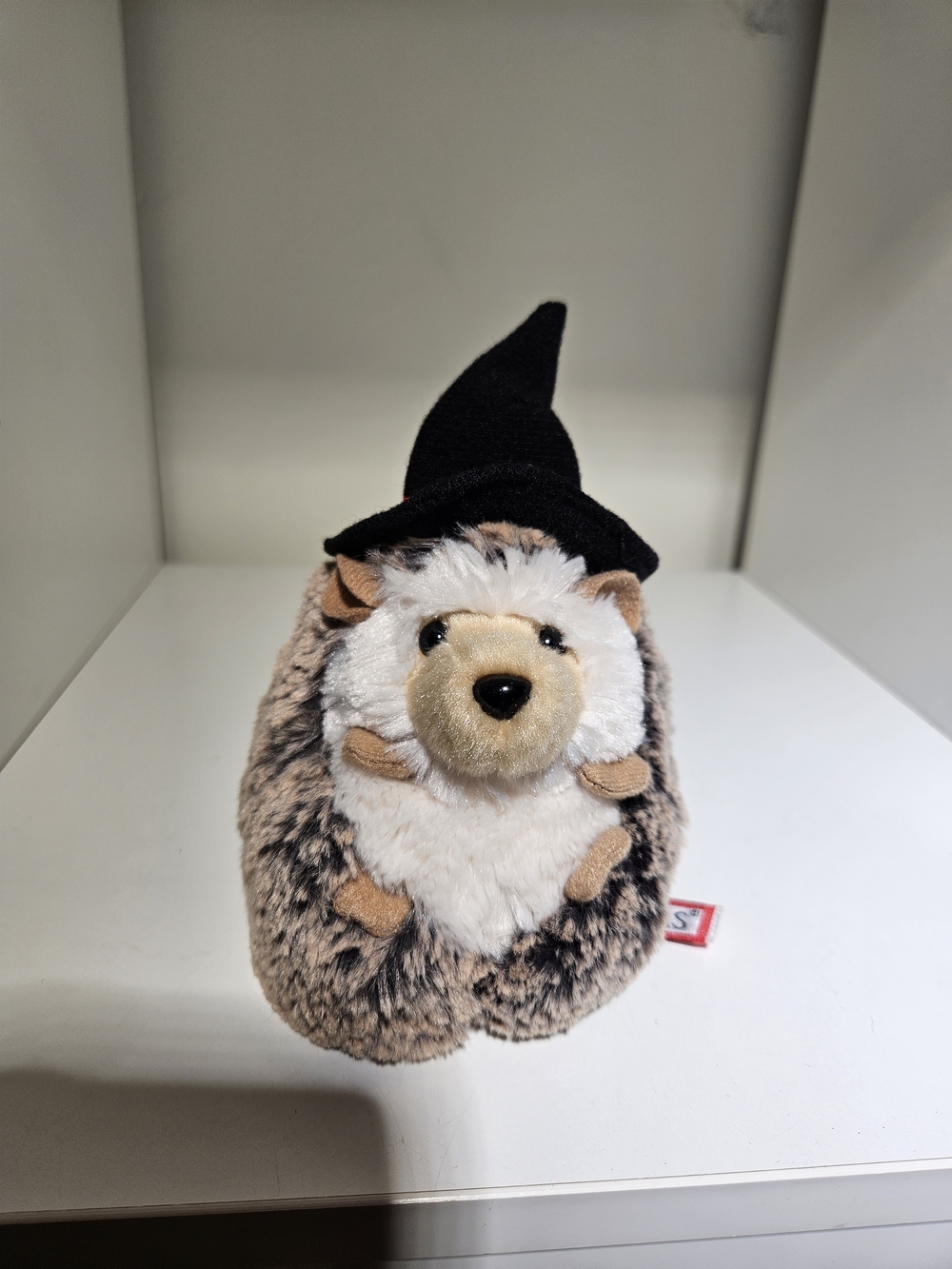 Cute Brown Hedgehog Plush with Black Witch Hat